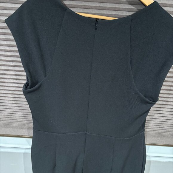 Square Neck Peplum Midi Sheath Dress Black SZ: Large - Picture 12 of 16